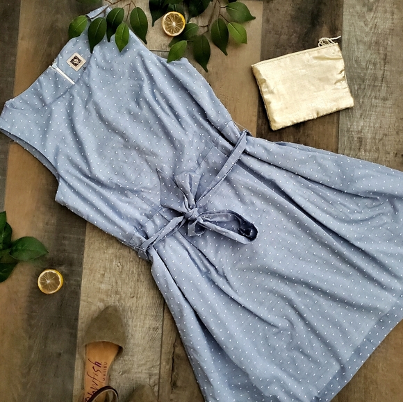 Anne Klein Dresses & Skirts - NWT Anne Klein Blue w/ White Dots Dress 10